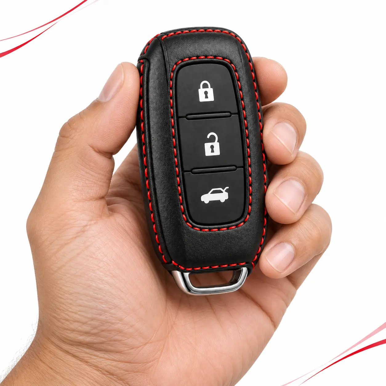 Maruti Suzuki 2-Button Black Leather Key Cover