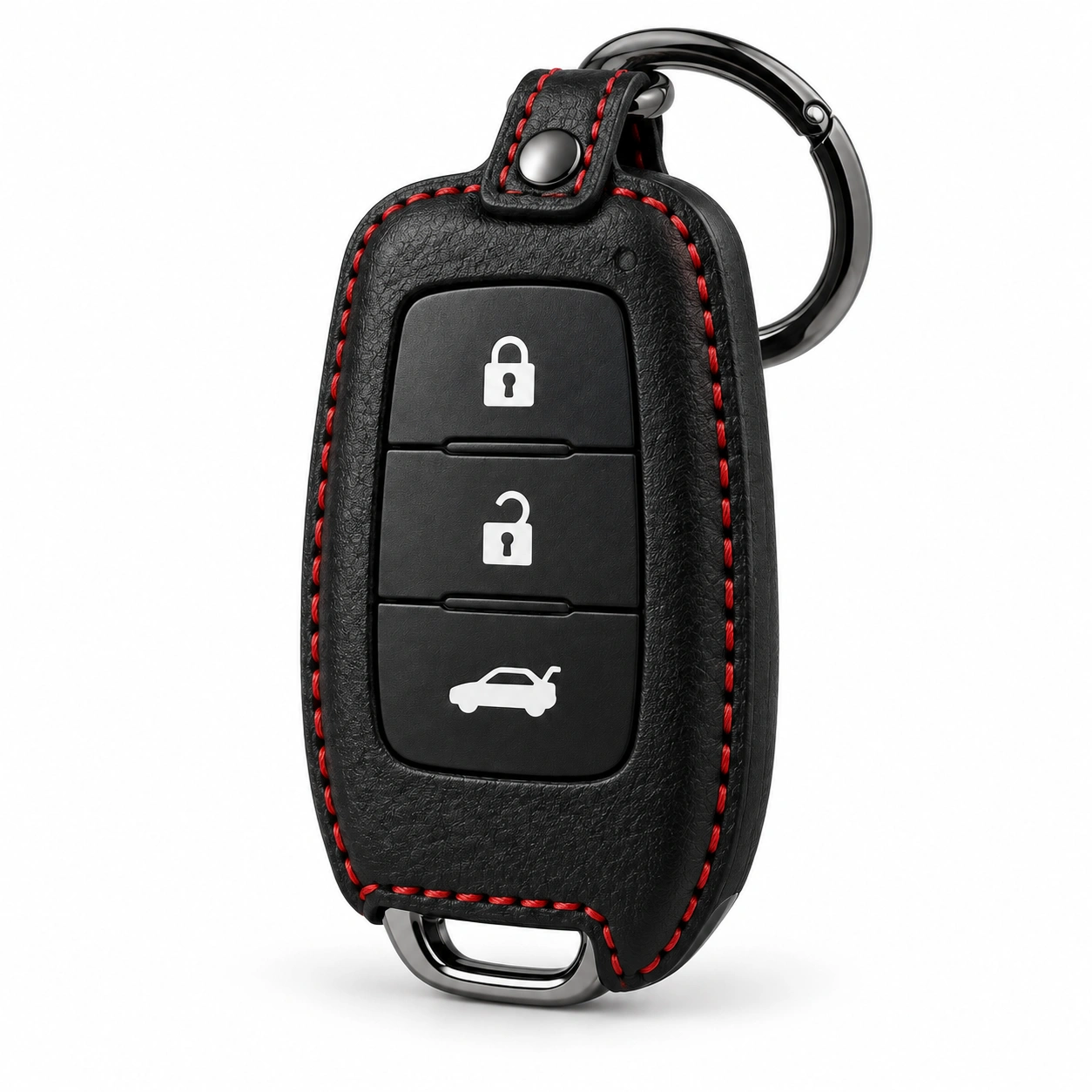 Premium Black Leather Car Key Cover